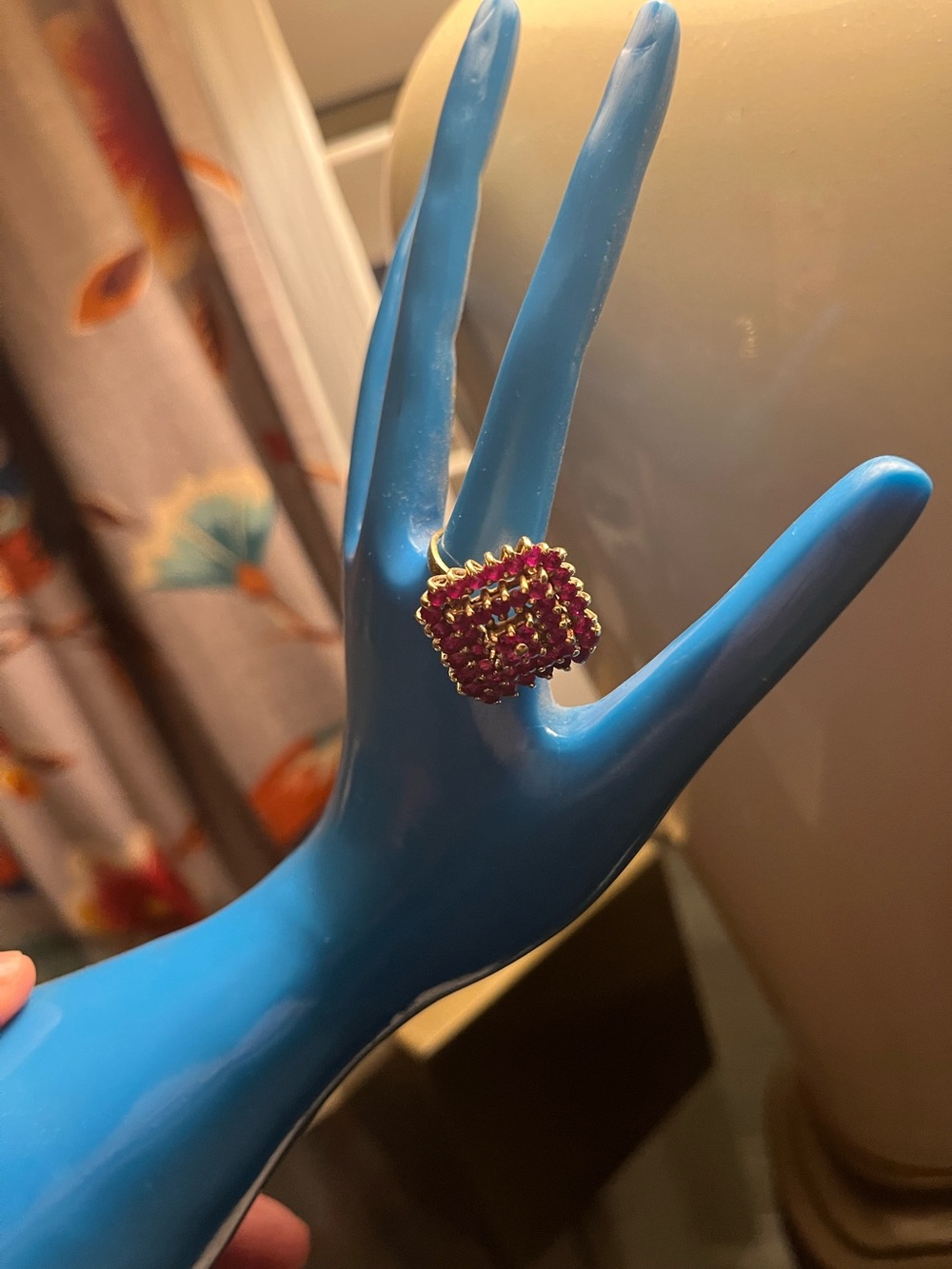 14k Gold-Ruby Red Square Cluster Ring